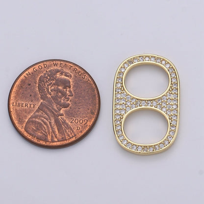 24K Gold Filled Micro Paved CZ Soda Pull Tab Link Charm in Gold &amp; Silver | C488 C489