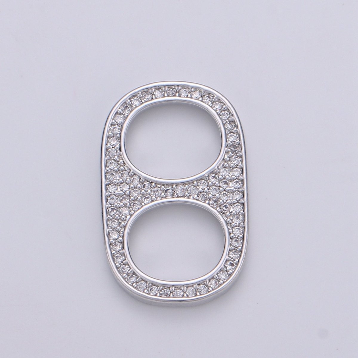 24K Gold Filled Micro Paved CZ Soda Pull Tab Link Charm in Gold &amp; Silver | C488 C489