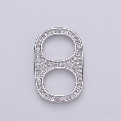24K Gold Filled Micro Paved CZ Soda Pull Tab Link Charm in Gold &amp; Silver | C488 C489