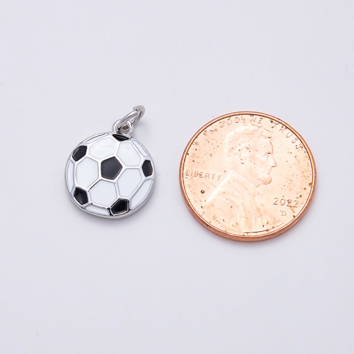 Silver Sports Soccer Football Enamel Charm | Charms-01111