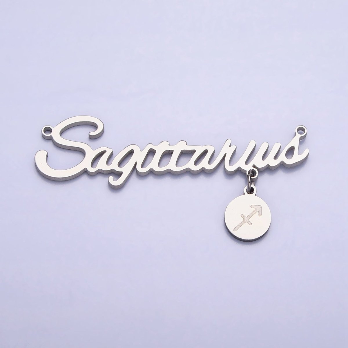 Silver Stainless Steel Zodiac Astrology Cursive Font Mini Symbol Connector Personalized Jewelry Making | A-A1385-A-A1390