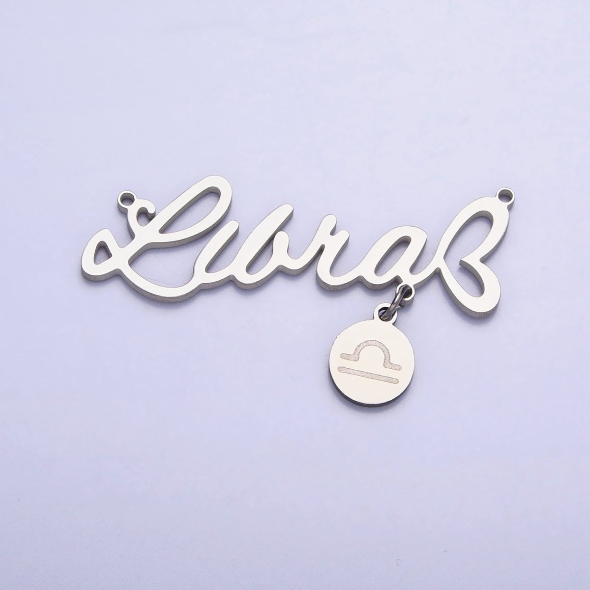 Silver Stainless Steel Zodiac Astrology Cursive Font Mini Symbol Connector Personalized Jewelry Making | A-A1385-A-A1390