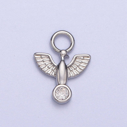 Silver Tiny Dove Charm, Bird Charm Gold Religious Charm for Add on Pendant AC056 AC057