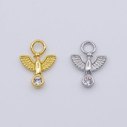Silver Tiny Dove Charm, Bird Charm Gold Religious Charm for Add on Pendant AC056 AC057