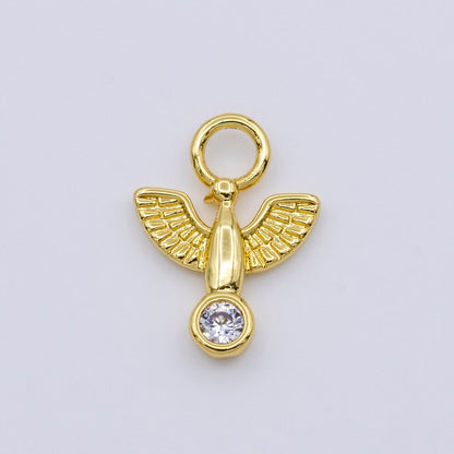 Silver Tiny Dove Charm, Bird Charm Gold Religious Charm for Add on Pendant AC056 AC057