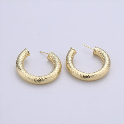 Simple Medium Thick 14k Gold Filled Hoops Earring 30mm, 40mm, 50mm 6mm thickness Q-005 Q-007 Q-009