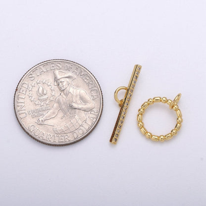Simple Minimalist Crystal Gold Filled Toggle Clasps K-897