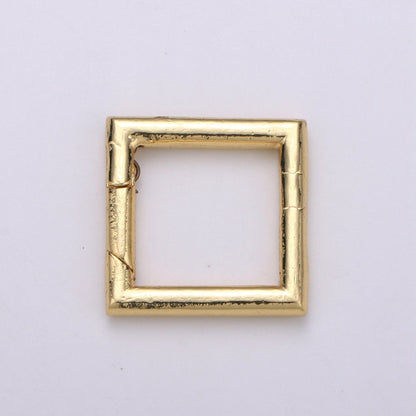 Simple Minimalist Gold Filled Square Push Gate Ring Clasp For Jewelry Making Charm Holder Connector  L-060