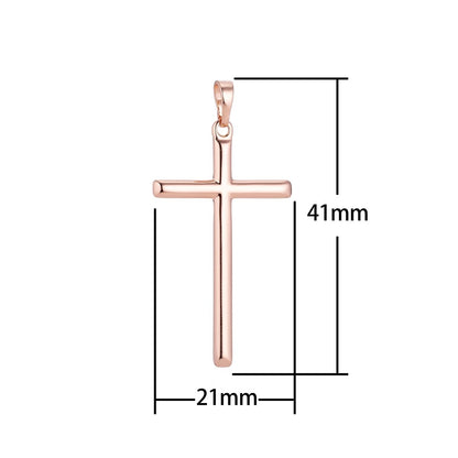 Simple Minimalist Rose Gold Cross Gold Filled Pendants J-869