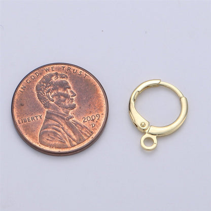 Simple Round 10mm One Touch Earring jewelry Making, Earring supplies 24K Gold Filled huggie hoop earring K-338 K-339 L-087 L-088