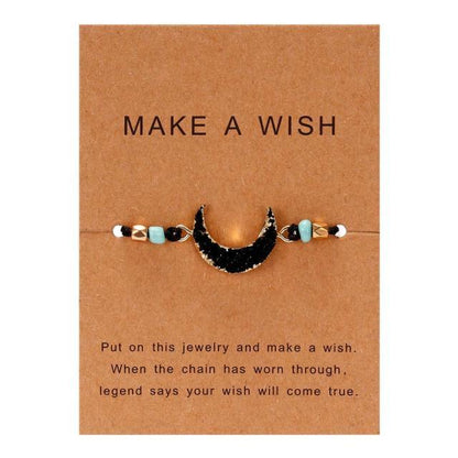 Simple Stone Charm Bracelet Colorful Black Red String Braided Couple Bracelets Wish Card Jewelry Handmade Woven Thread Rope String Nature Stone Beads Charm Bracelet Cuff Bangles With Message Card 18-30cm