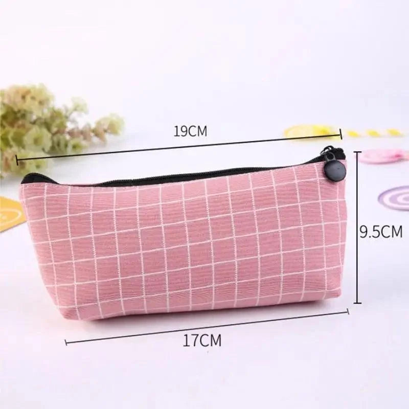 Simple Striped Color Design Pencil Cases For Students Retro Large Capacity Stationery School Pouch