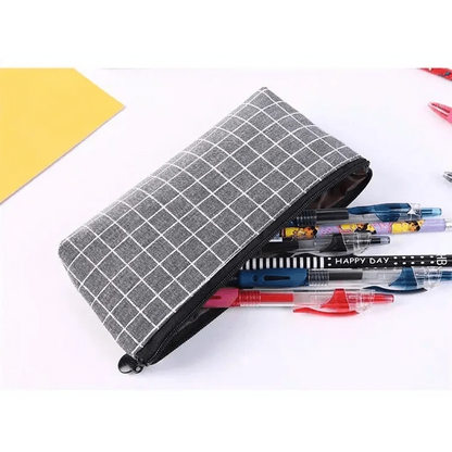 Simple Striped Color Design Pencil Cases For Students Retro Large Capacity Stationery School Pouch