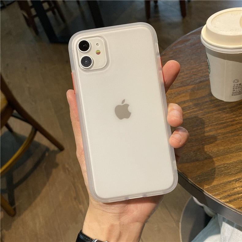 Simple White Camera Shockproof Silicone Phone Case For iPhone 13 Pro Max 14 Pro Protect Cover For Men Modern Translucent Back Cover Mobile case Compatible with iPhone