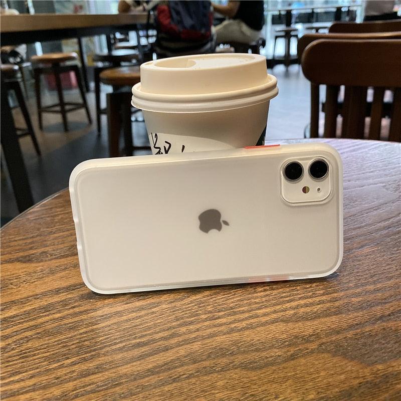 Simple White Camera Shockproof Silicone Phone Case For iPhone 13 Pro Max 14 Pro Protect Cover For Men Modern Translucent Back Cover Mobile case Compatible with iPhone