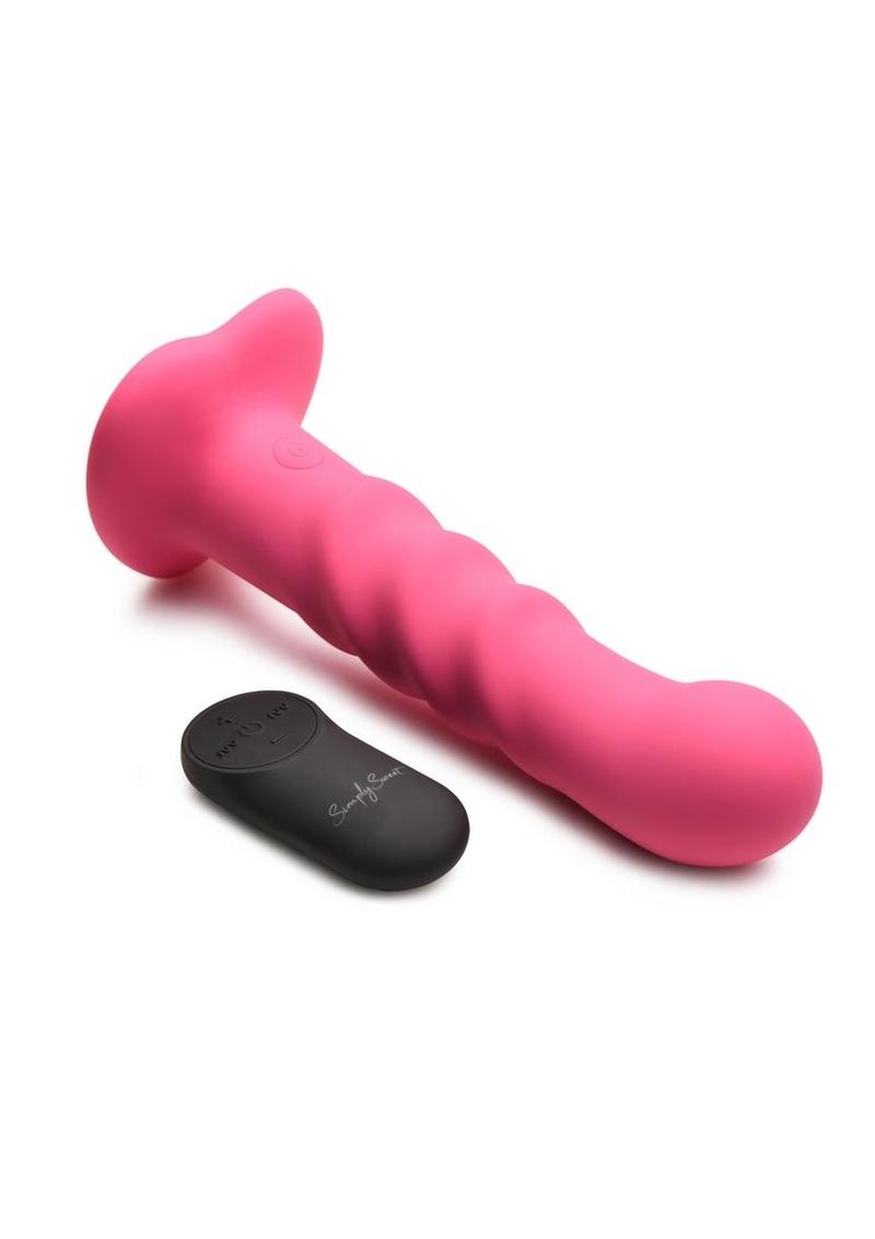 Simply Sweet 21x Vibrating Ribbed Dildo with Remote Control