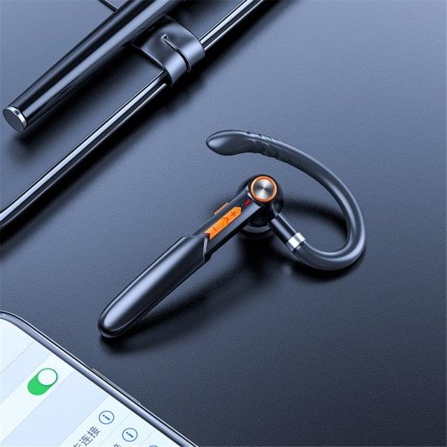 Single Wireless Bluetooth 5.0 Headset Handsfree HIFI Fingerprint Touch Hanging Ear Earphone for iPhone Waterproof Earpiece Ear Wireless Bluetooth Sport Headphones