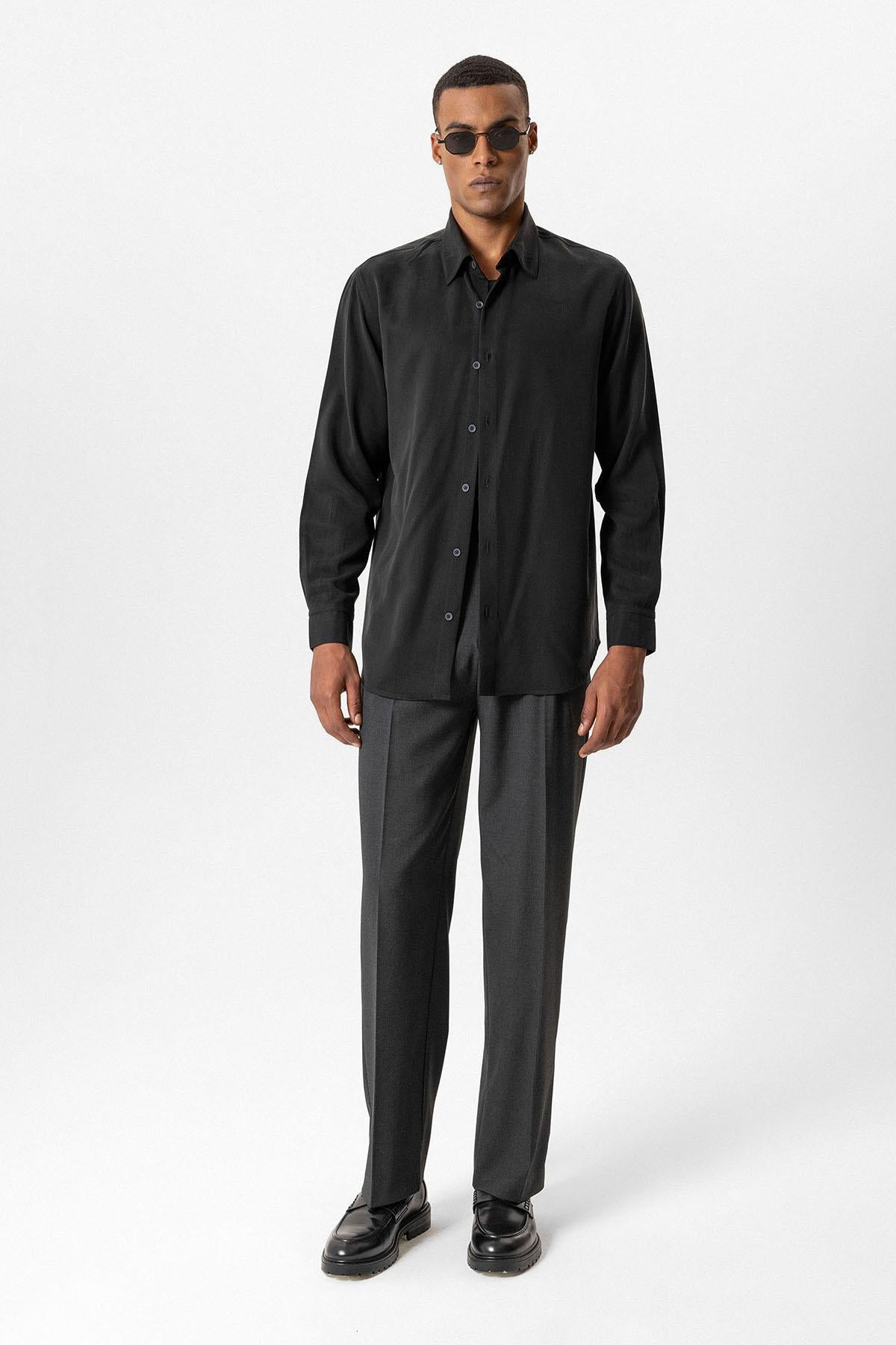 Black Technical Tencel Fabric Men&