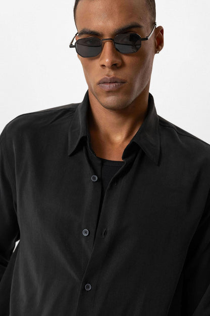 Black Technical Tencel Fabric Men&