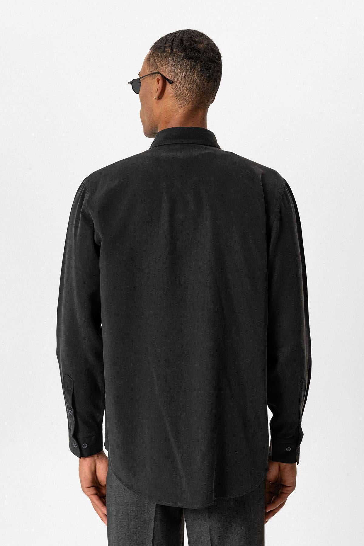 Black Technical Tencel Fabric Men&