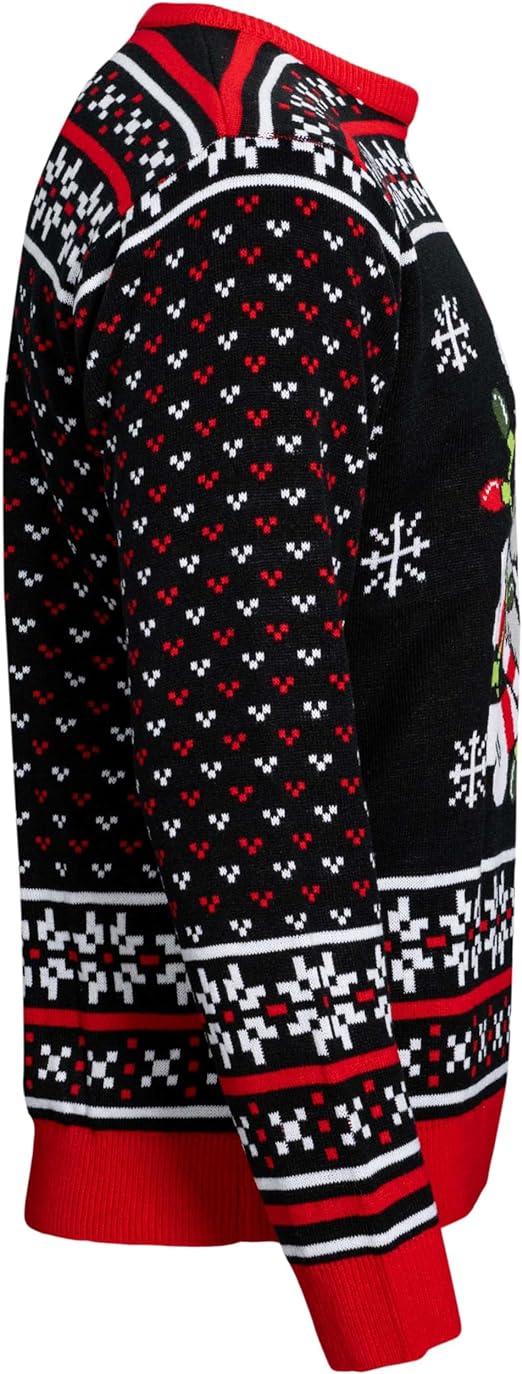 Skull Santa Claus Bones Lights/Snowflakes Ugly Christmas Sweater