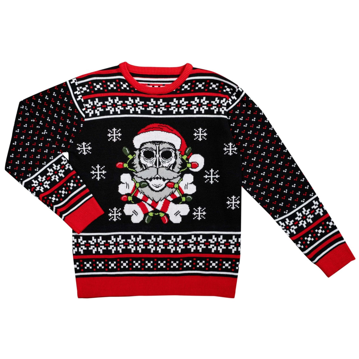 Skull Santa Claus Bones Lights/Snowflakes Ugly Christmas Sweater