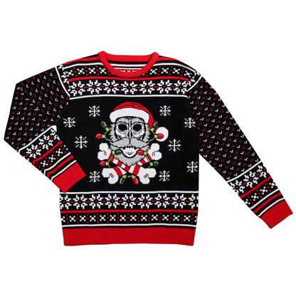 Skull Santa Claus Bones Lights/Snowflakes Ugly Christmas Sweater