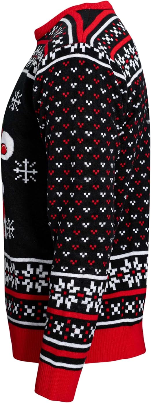Skull Santa Claus Bones Lights/Snowflakes Ugly Christmas Sweater