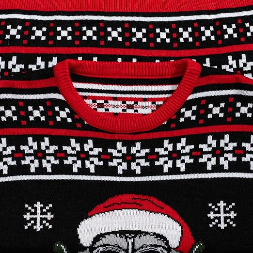 Skull Santa Claus Bones Lights/Snowflakes Ugly Christmas Sweater