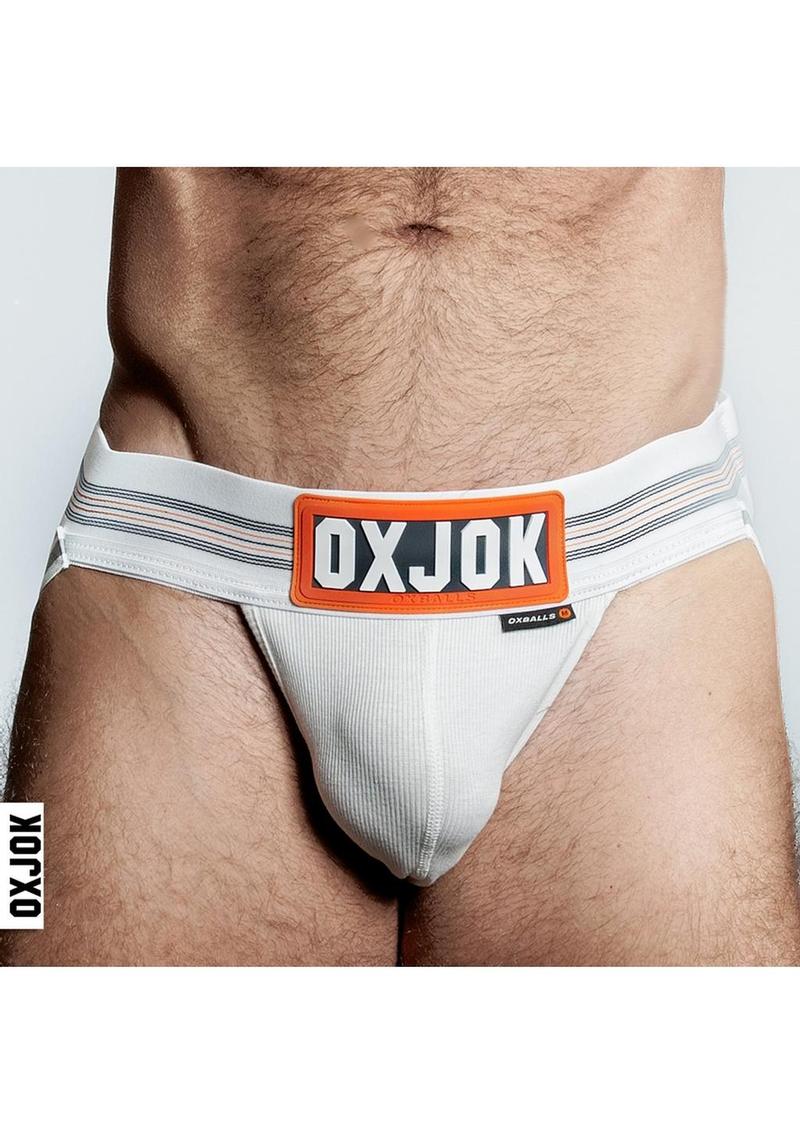 OXJOK Geared for Play White Jockfit Rubber Stretch Bulge