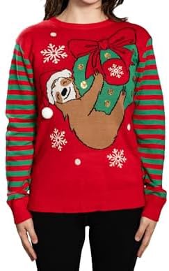 Sloth Santa Hat Hanging on Gift Ball Ornament Women&