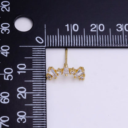 Small Big Crystal Stone Studs Earring CZ Crystal Arrangement Earring Jewelry V089