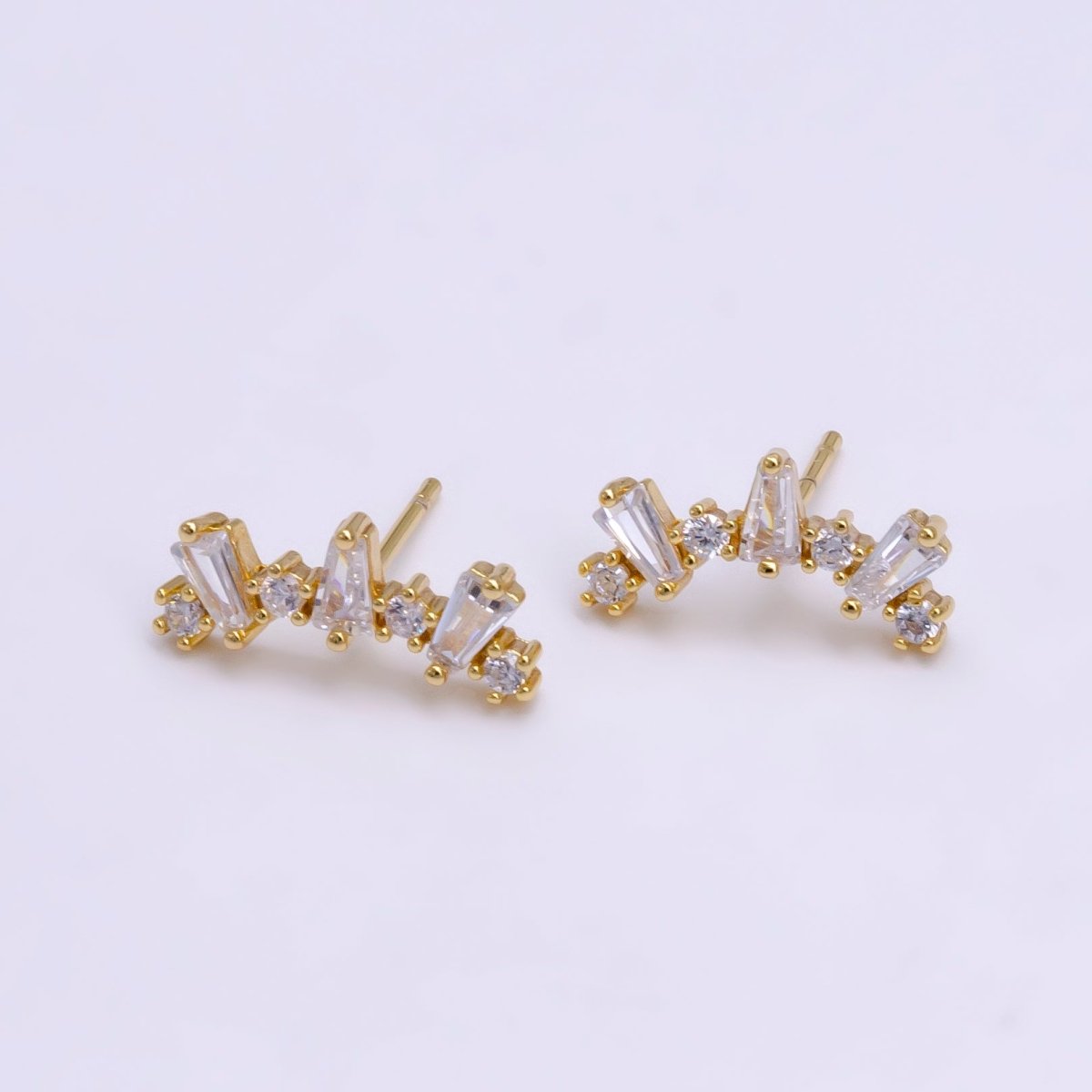 Small Big Crystal Stone Studs Earring CZ Crystal Arrangement Earring Jewelry V089