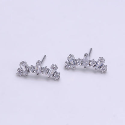 Small Big Crystal Stone Studs Earring CZ Crystal Arrangement Earring Jewelry V089