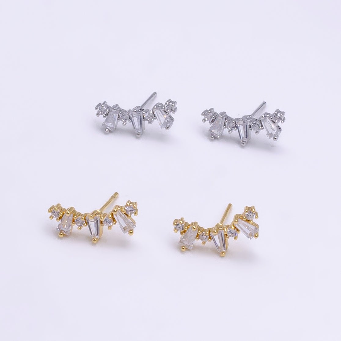 Small Big Crystal Stone Studs Earring CZ Crystal Arrangement Earring Jewelry V089