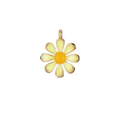 Small / Medium / Large Barbiecore Pink Jewelry Colorful Enamel Daisy Flower Charm Pendant M-220-M-243