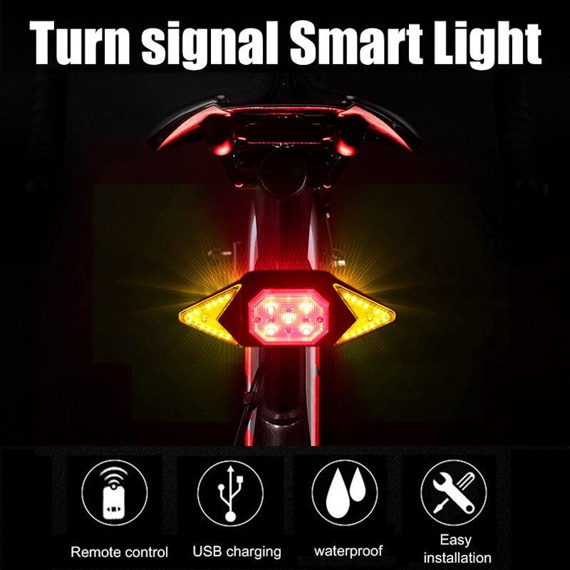 Smart Bike Light Wireless Remote Control Cycling Turning Signal Taillight USB Bicycle Rechargeable Rear Light Turn Signals With Wireless Remote Rechargeable Safety Warning Cycling Light Fits On Any Bicycle