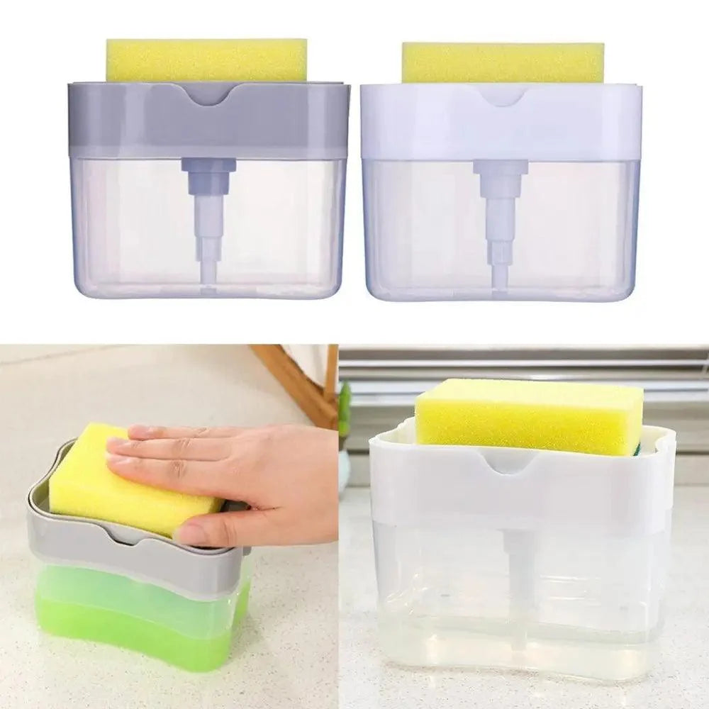 Smart Soap Dispenser For Kitchen Dishwashing Soap Pump Dispenser Kitchen Sponge Holder Handy Space Saving Soap Box 2 IN 1 Kitchen Soap Pump