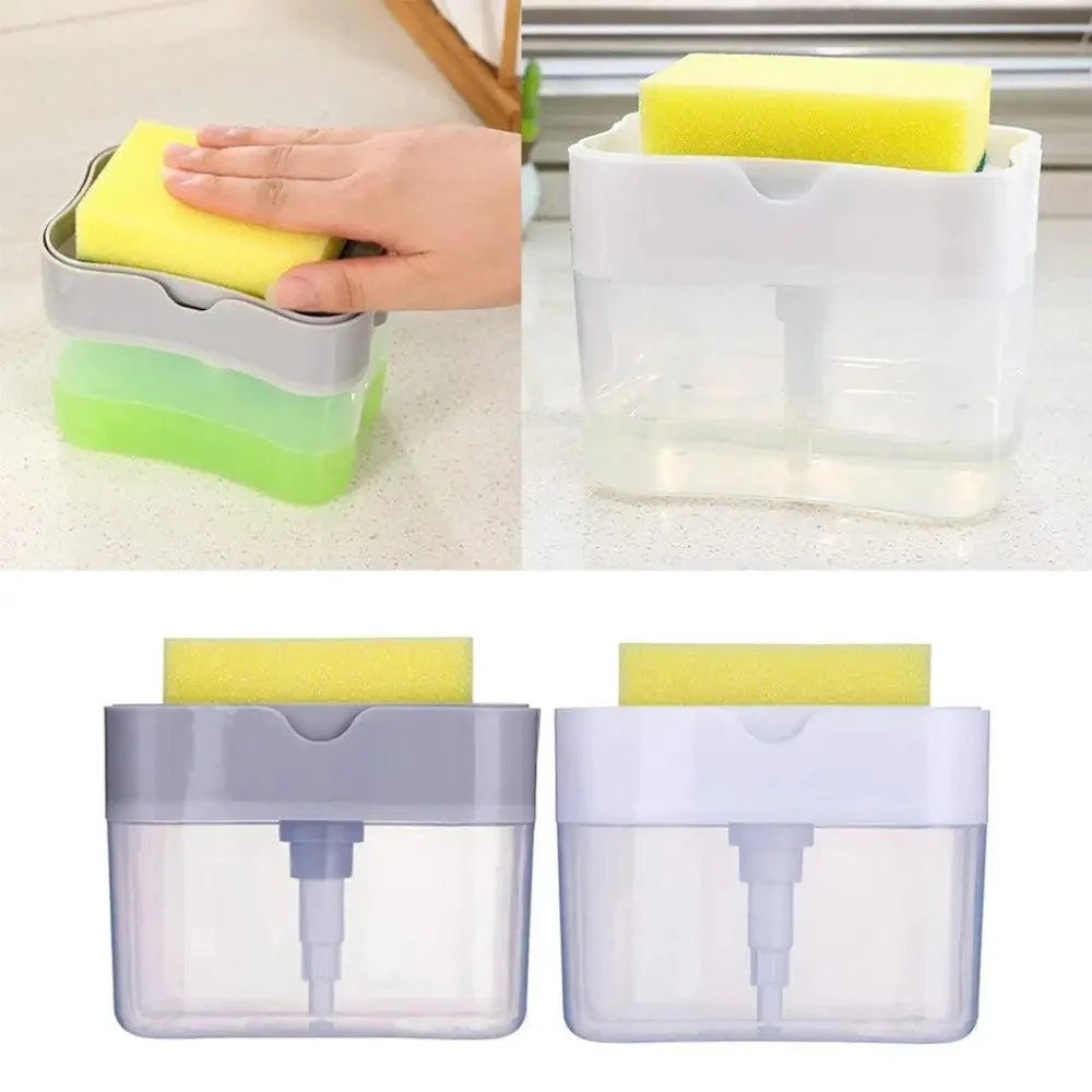 Smart Soap Dispenser For Kitchen Dishwashing Soap Pump Dispenser Kitchen Sponge Holder Handy Space Saving Soap Box 2 IN 1 Kitchen Soap Pump