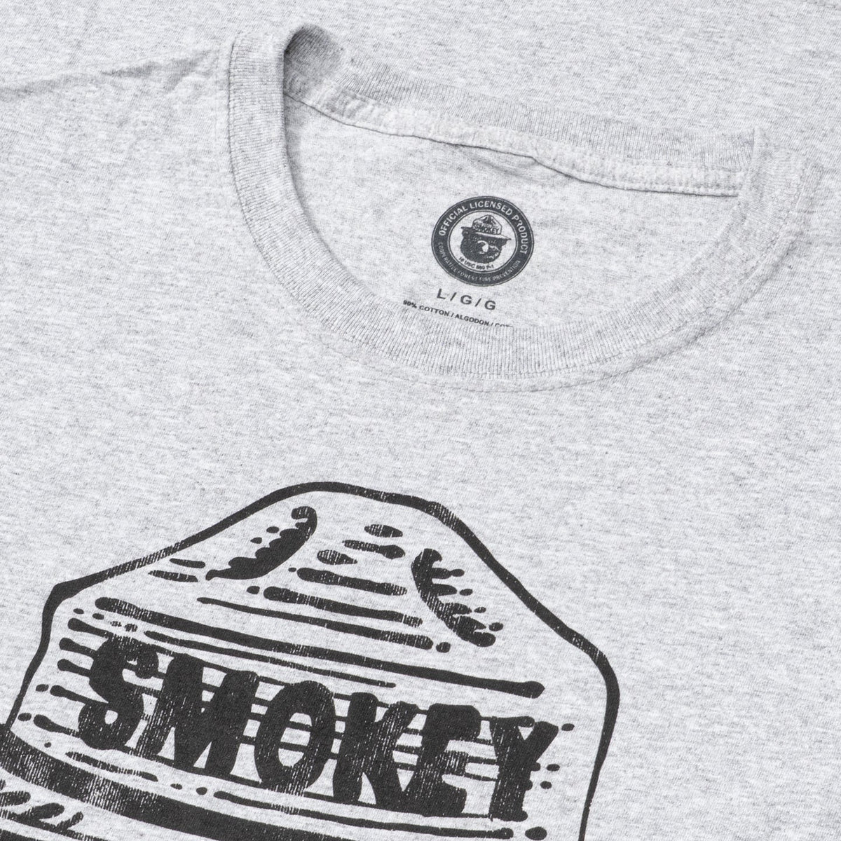 Smokey the Bear Adult Unisex Tonal Gray T-Shirt