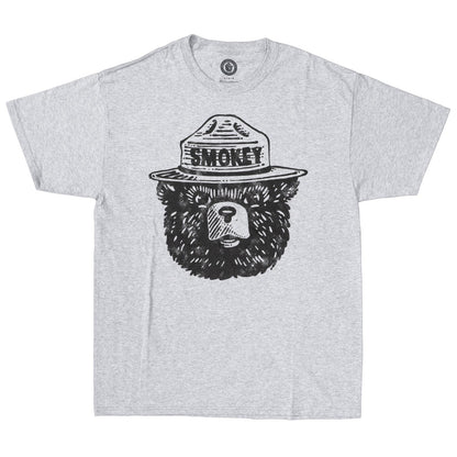 Smokey the Bear Adult Unisex Tonal Gray T-Shirt