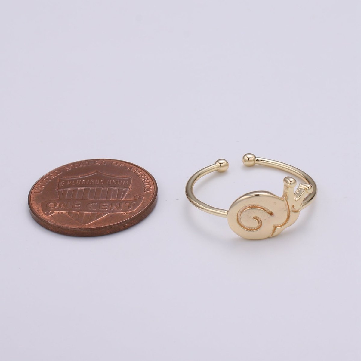 Snail 18k Gold Ring, Adjustable Gold Curb Ring, Simple Escargot Ring, The Animal Ring R-257