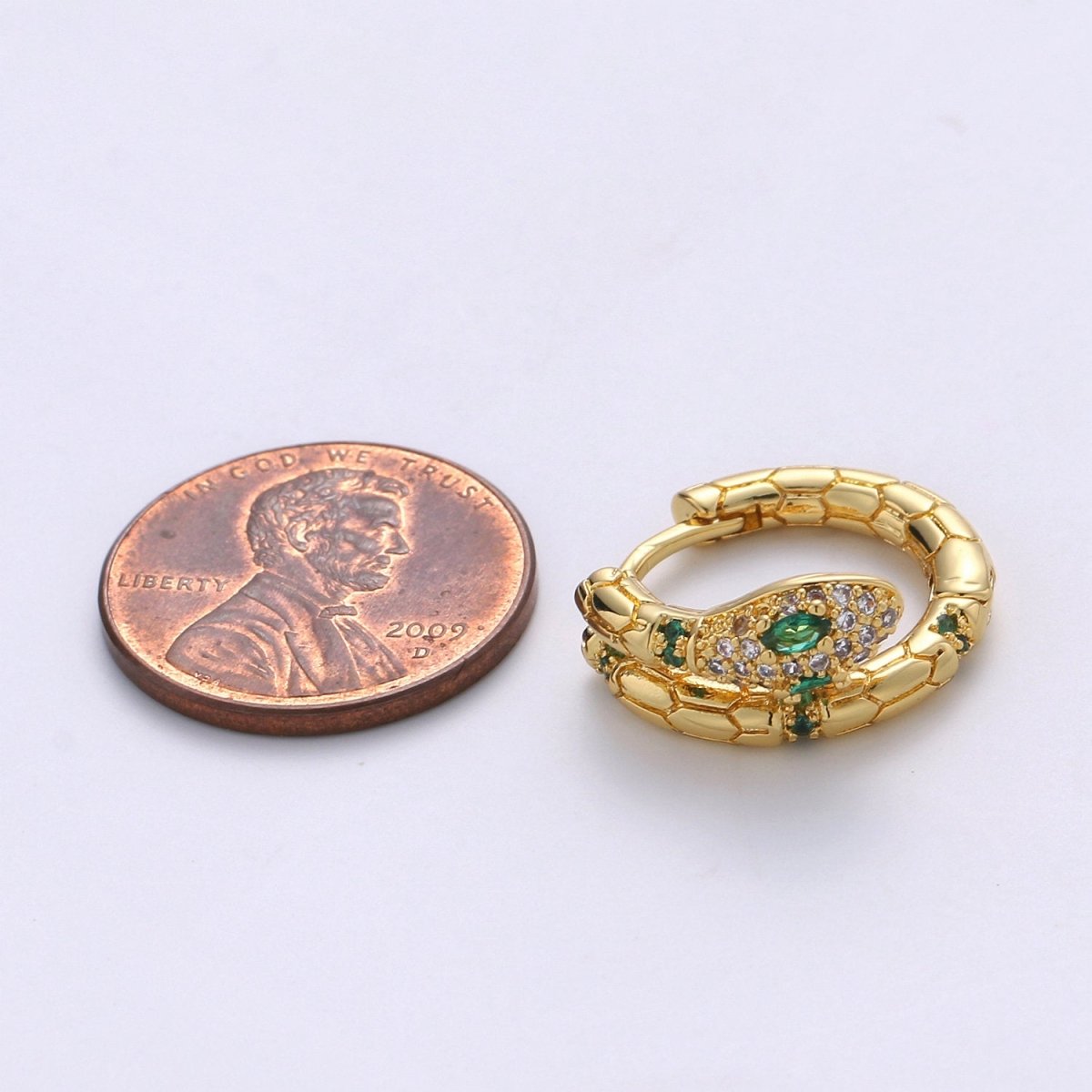 SNAKE hoops - snake earrings - green and blue earrings - 14K Huggie hoops Q-138 Q-139