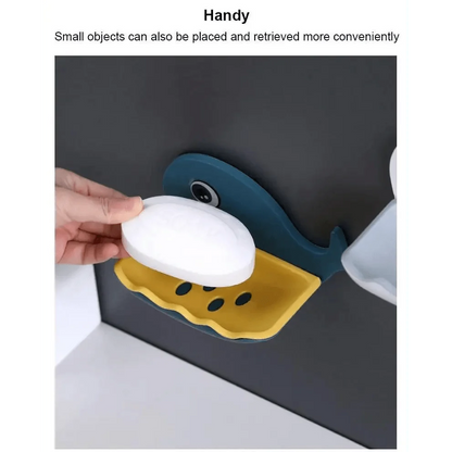 Soap Rack No Drilling Wall Mounted Drain Non Perforated Double Layer Holder Sponge Dish Accessories Magic Soap Dishes Bathroom Cute Soap Dish for Kids Plastic Self Draining Soap Holder for Shower Wall Cartoon Hanging Bathroom Soap Tray with Suction Cup