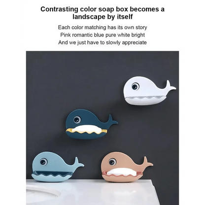 Soap Rack No Drilling Wall Mounted Drain Non Perforated Double Layer Holder Sponge Dish Accessories Magic Soap Dishes Bathroom Cute Soap Dish for Kids Plastic Self Draining Soap Holder for Shower Wall Cartoon Hanging Bathroom Soap Tray with Suction Cup