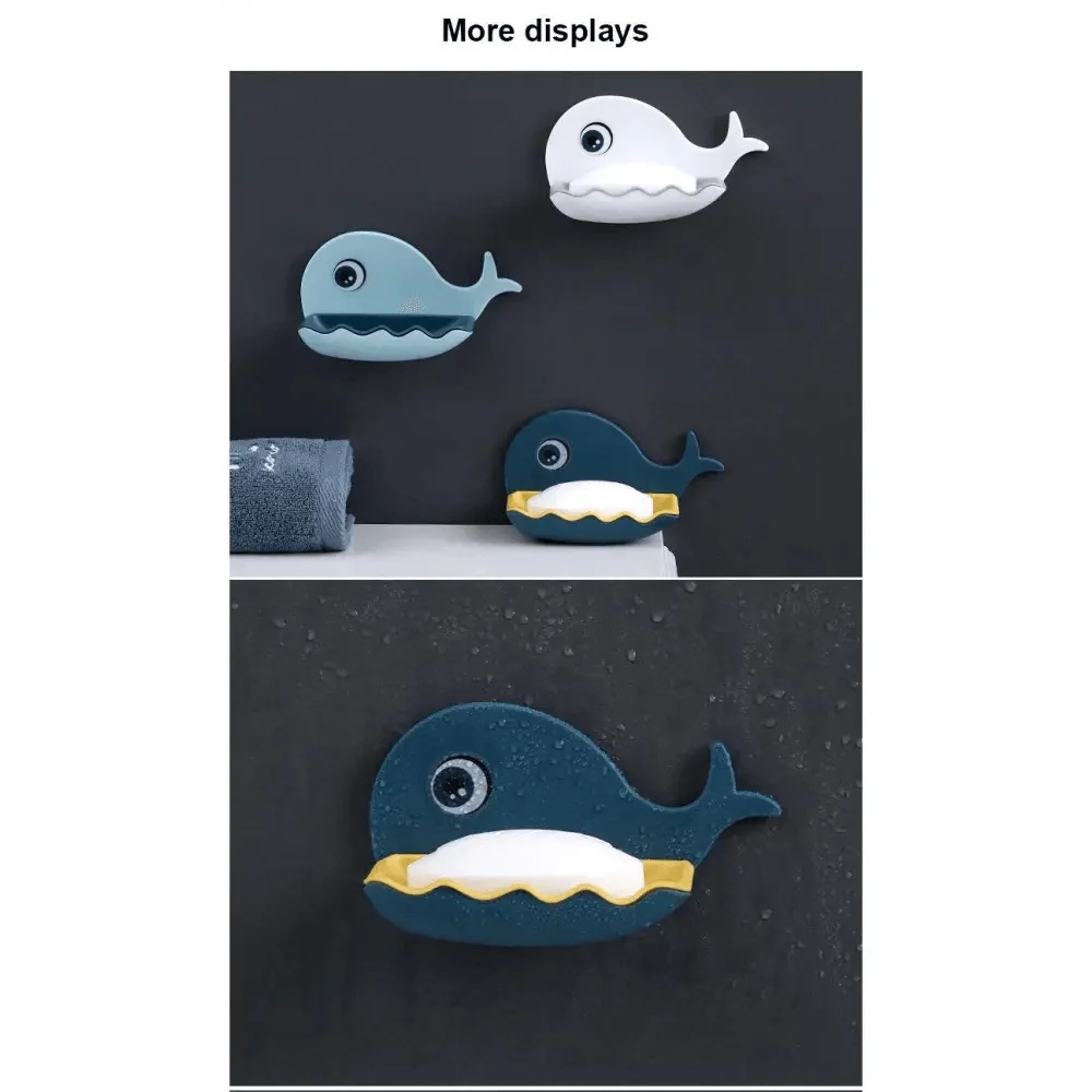 Soap Rack No Drilling Wall Mounted Drain Non Perforated Double Layer Holder Sponge Dish Accessories Magic Soap Dishes Bathroom Cute Soap Dish for Kids Plastic Self Draining Soap Holder for Shower Wall Cartoon Hanging Bathroom Soap Tray with Suction Cup