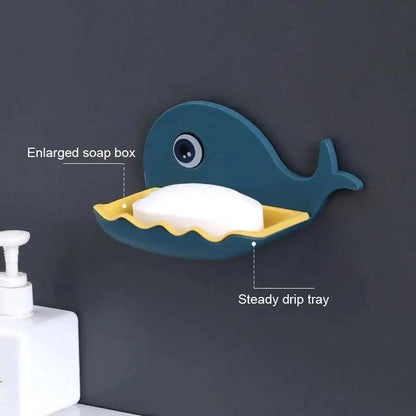 Soap Rack No Drilling Wall Mounted Drain Non Perforated Double Layer Holder Sponge Dish Accessories Magic Soap Dishes Bathroom Cute Soap Dish for Kids Plastic Self Draining Soap Holder for Shower Wall Cartoon Hanging Bathroom Soap Tray with Suction Cup