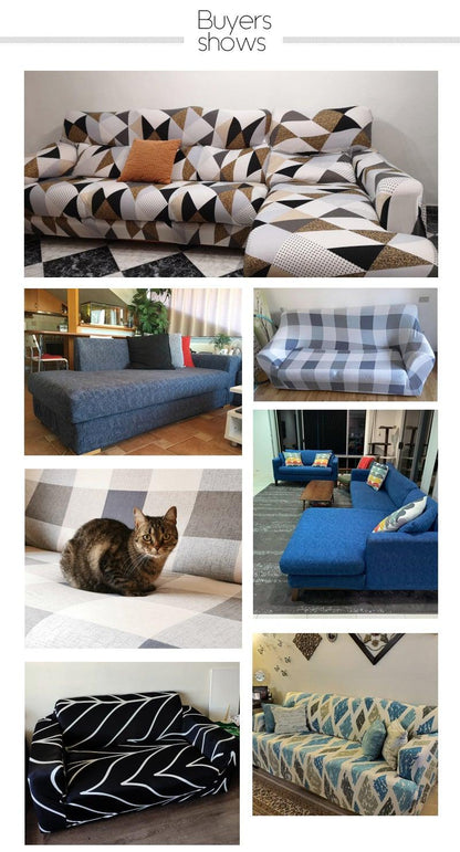 Sofa Cover Geometric Couch Cover Elastic Sofa Cover for Living Room Pets Corner L Shaped Chaise Longue Sofa Slipcover Shaped Sofa Slipcovers with Elastic Bottom, Jacquard Chaise Lounge Set for Living Room