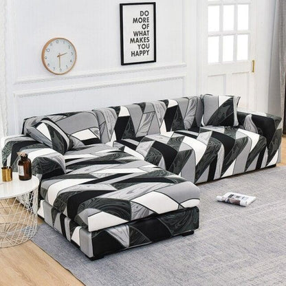 Sofa Cover Geometric Couch Cover Elastic Sofa Cover for Living Room Pets Corner L Shaped Chaise Longue Sofa Slipcover Shaped Sofa Slipcovers with Elastic Bottom, Jacquard Chaise Lounge Set for Living Room