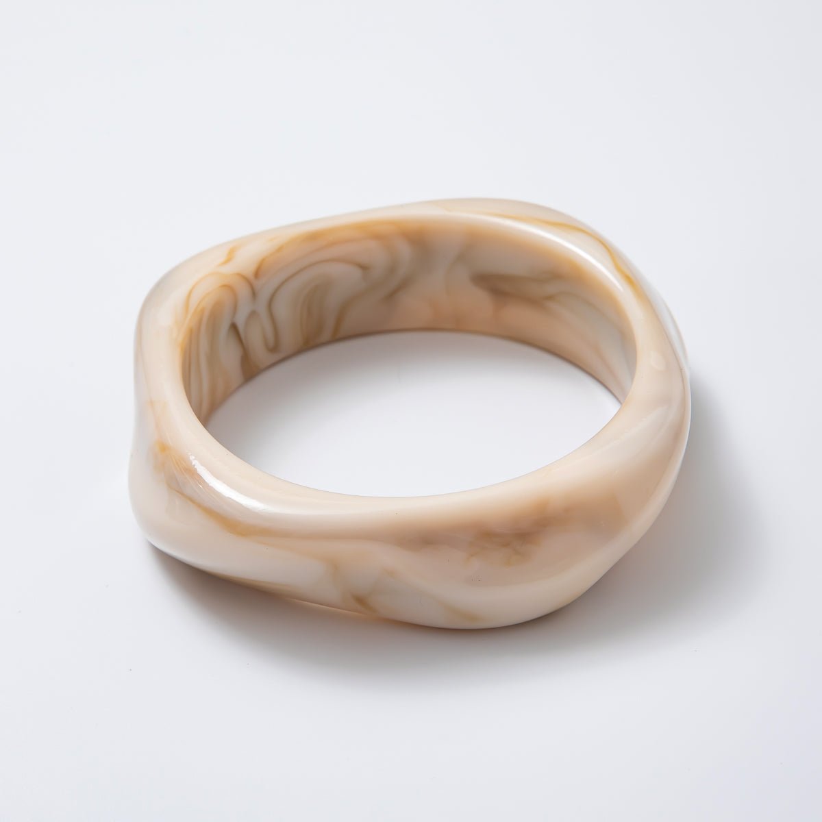 Solid Marble Resin Acrylic Wide Sculpted Geometric Bangle Bracelet | WA-3416 ~ WA-3427